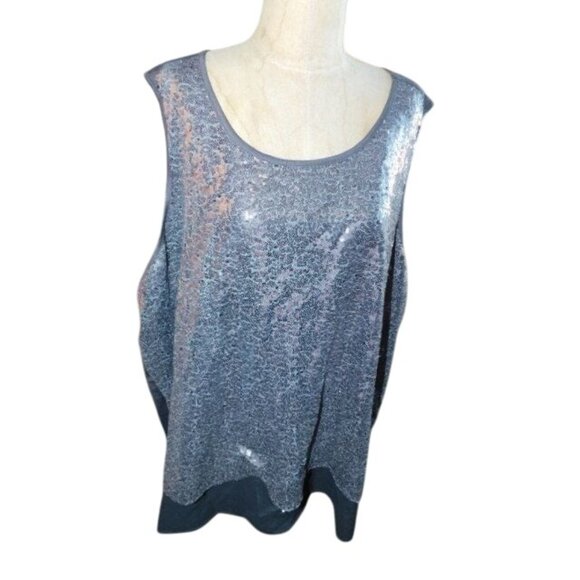 DG2 Diane Gilman Size 3X Plus Size Sequin Dress Gray Knit Top NWT - Picture 1 of 1